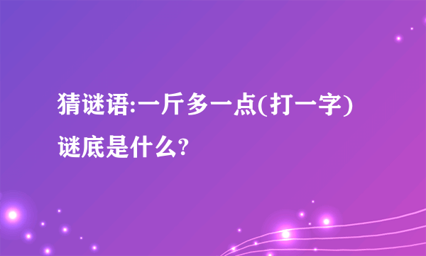 猜谜语:一斤多一点(打一字)谜底是什么?