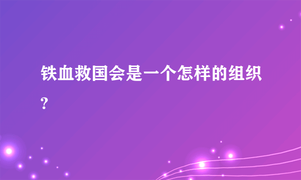 铁血救国会是一个怎样的组织?