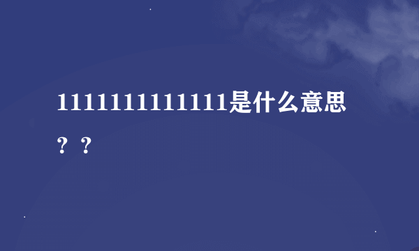1111111111111是什么意思？？
