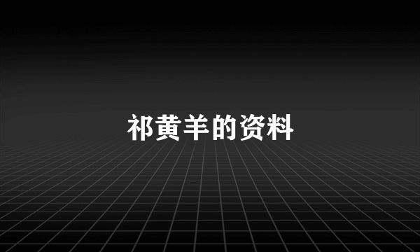 祁黄羊的资料
