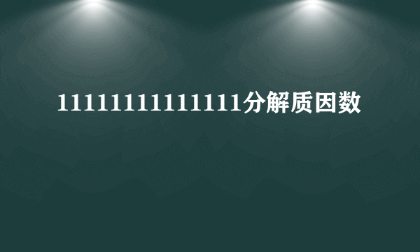 11111111111111分解质因数