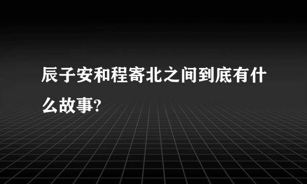 辰子安和程寄北之间到底有什么故事?
