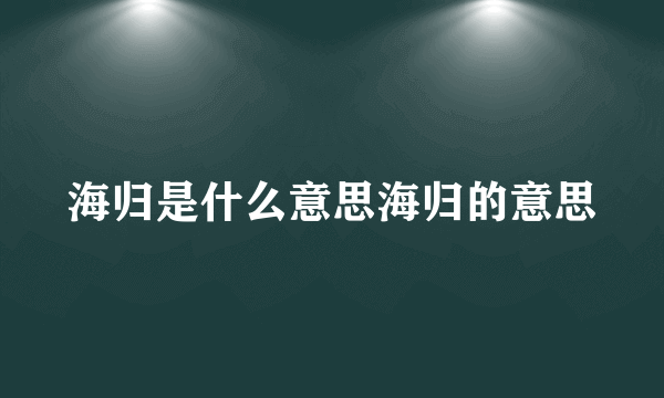 海归是什么意思海归的意思