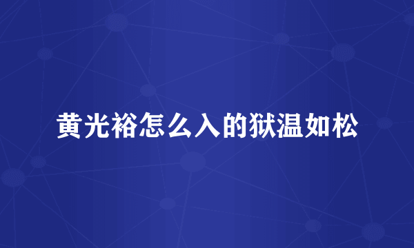 黄光裕怎么入的狱温如松