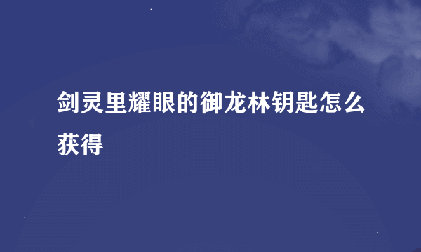 剑灵里耀眼的御龙林钥匙怎么获得