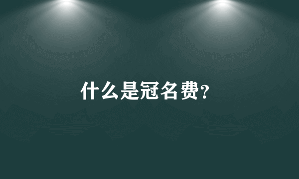 什么是冠名费？