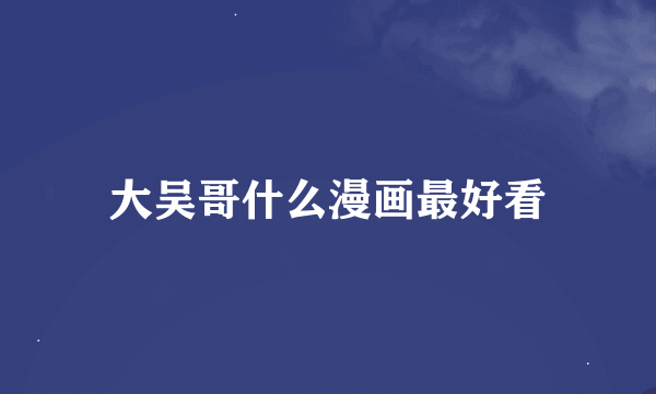 大吴哥什么漫画最好看