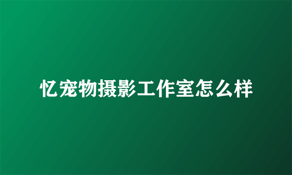 忆宠物摄影工作室怎么样