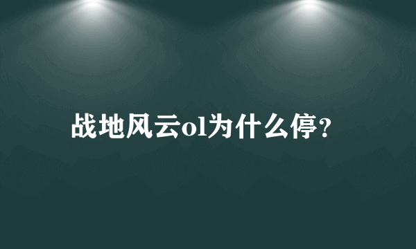 战地风云ol为什么停？