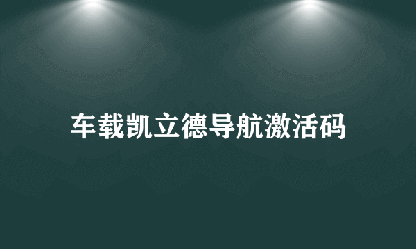 车载凯立德导航激活码