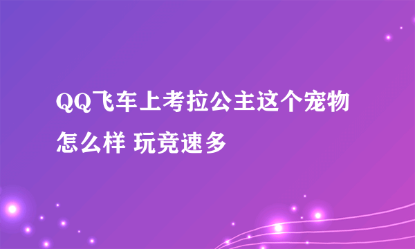 QQ飞车上考拉公主这个宠物怎么样 玩竞速多