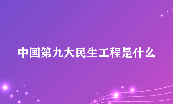 中国第九大民生工程是什么