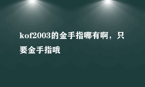 kof2003的金手指哪有啊，只要金手指哦