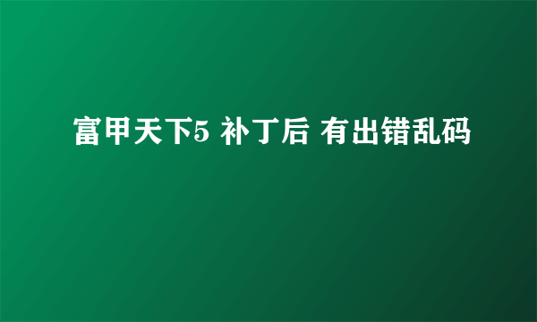 富甲天下5 补丁后 有出错乱码