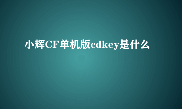 小辉CF单机版cdkey是什么