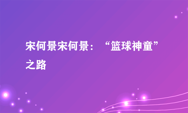 宋何景宋何景：“篮球神童”之路