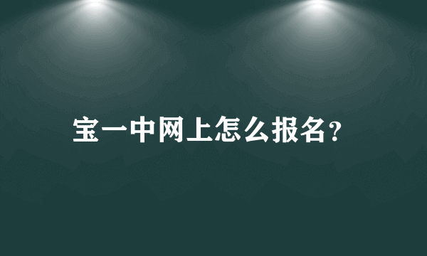 宝一中网上怎么报名？