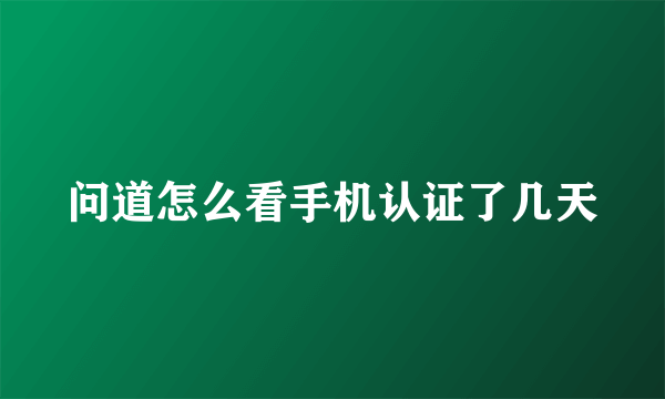 问道怎么看手机认证了几天