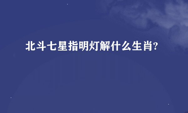 北斗七星指明灯解什么生肖?