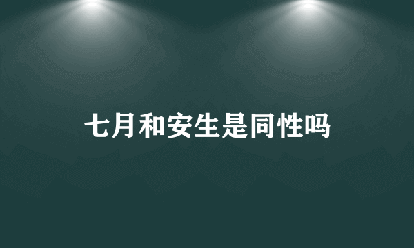 七月和安生是同性吗