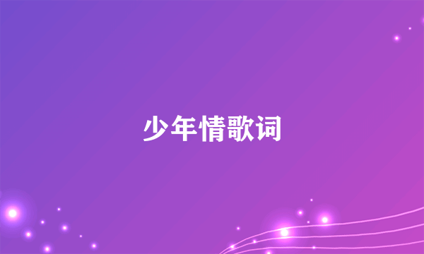 少年情歌词