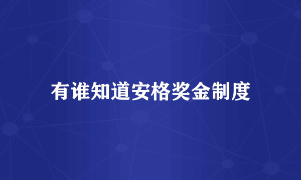 有谁知道安格奖金制度