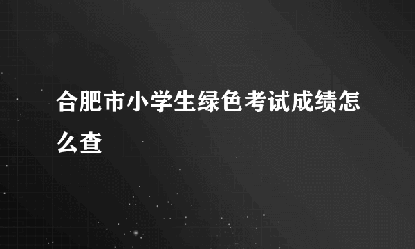 合肥市小学生绿色考试成绩怎么查