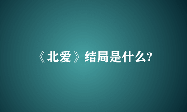 《北爱》结局是什么?