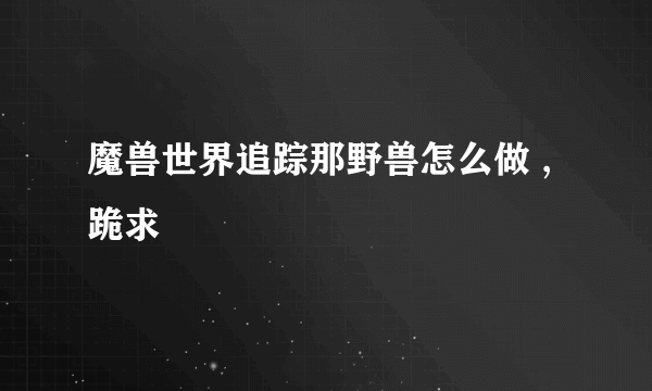 魔兽世界追踪那野兽怎么做 ,跪求