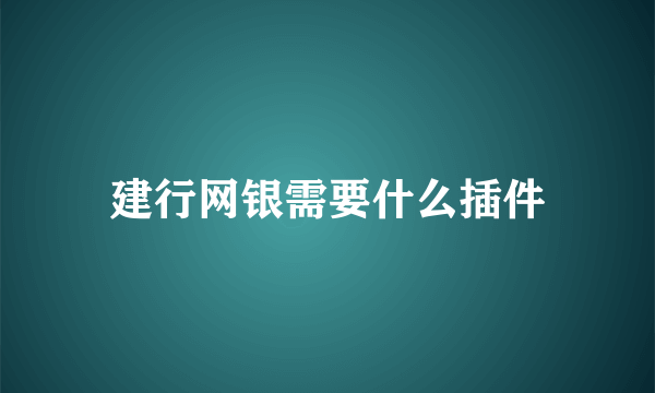 建行网银需要什么插件