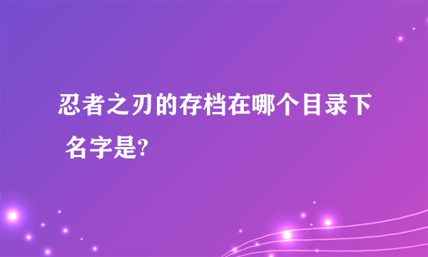 忍者之刃的存档在哪个目录下 名字是?