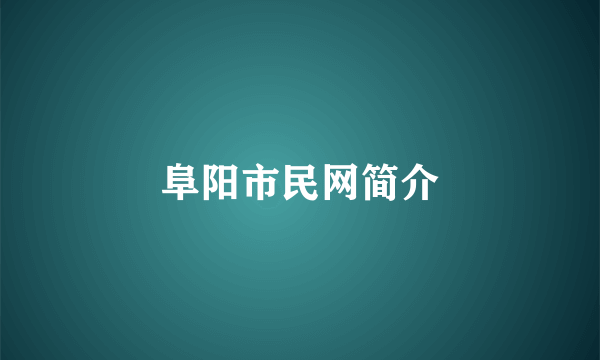 阜阳市民网简介