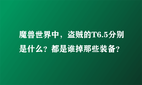 魔兽世界中，盗贼的T6.5分别是什么？都是谁掉那些装备？