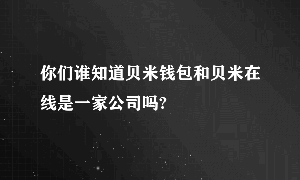 你们谁知道贝米钱包和贝米在线是一家公司吗?