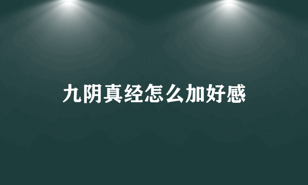 九阴真经怎么加好感