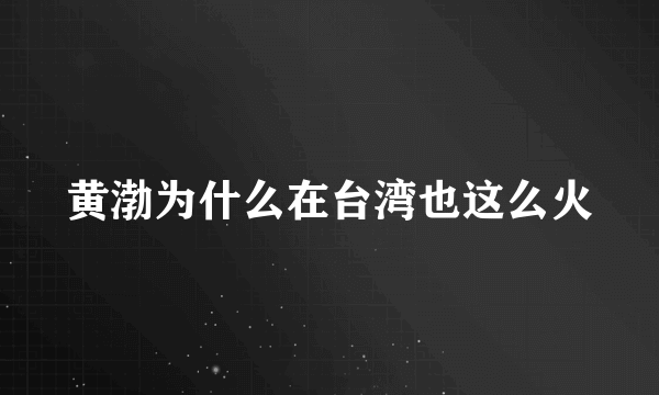 黄渤为什么在台湾也这么火