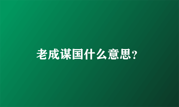 老成谋国什么意思？