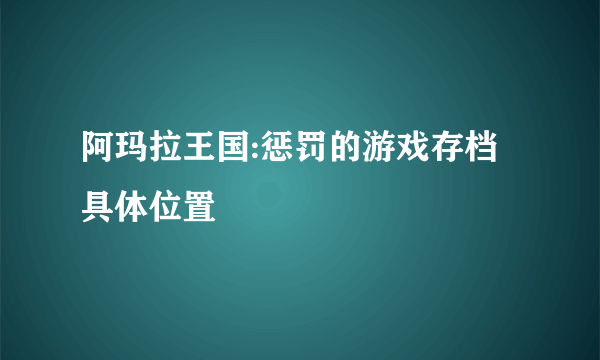 阿玛拉王国:惩罚的游戏存档具体位置