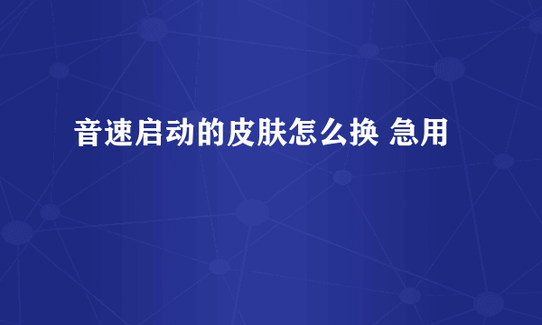 音速启动的皮肤怎么换 急用