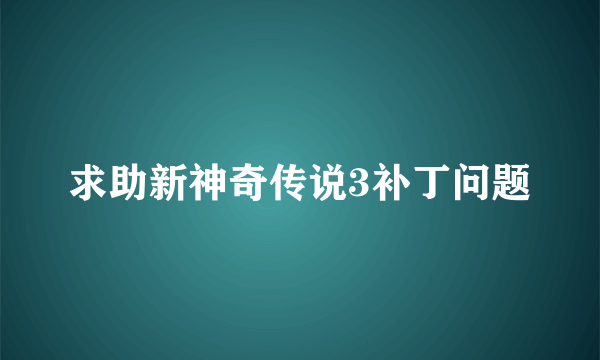 求助新神奇传说3补丁问题