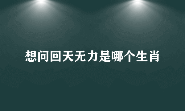 想问回天无力是哪个生肖