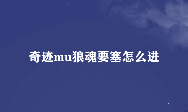 奇迹mu狼魂要塞怎么进