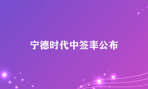 宁德时代中签率公布