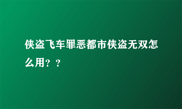 侠盗飞车罪恶都市侠盗无双怎么用？？