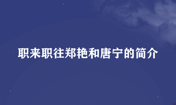 职来职往郑艳和唐宁的简介