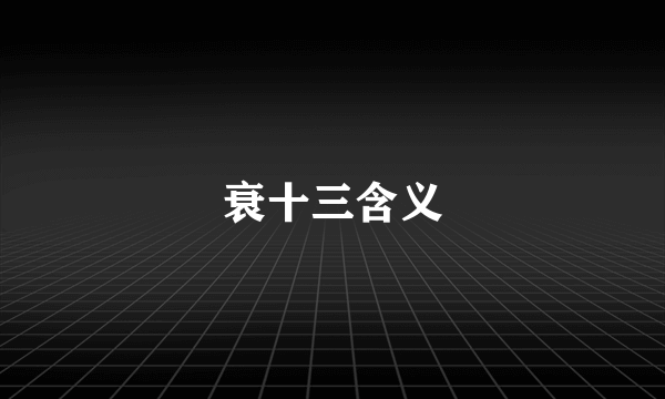 衰十三含义