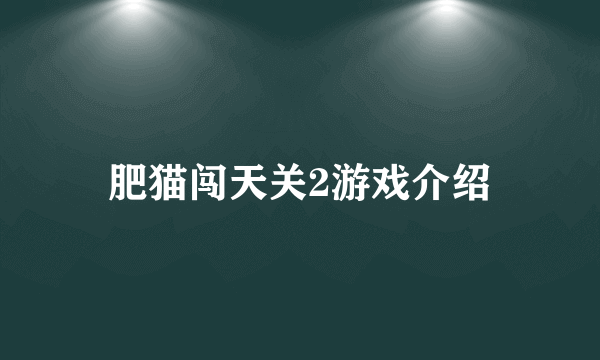 肥猫闯天关2游戏介绍