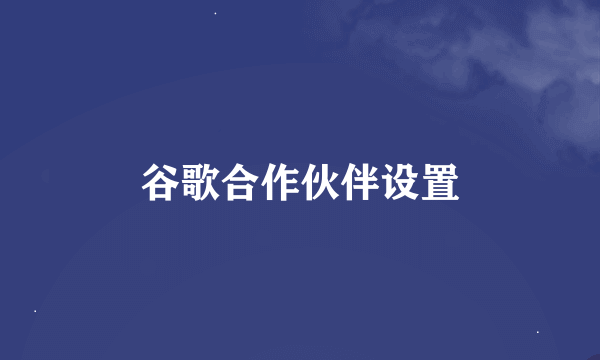 谷歌合作伙伴设置