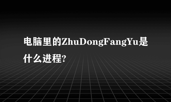 电脑里的ZhuDongFangYu是什么进程?