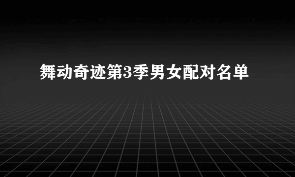 舞动奇迹第3季男女配对名单